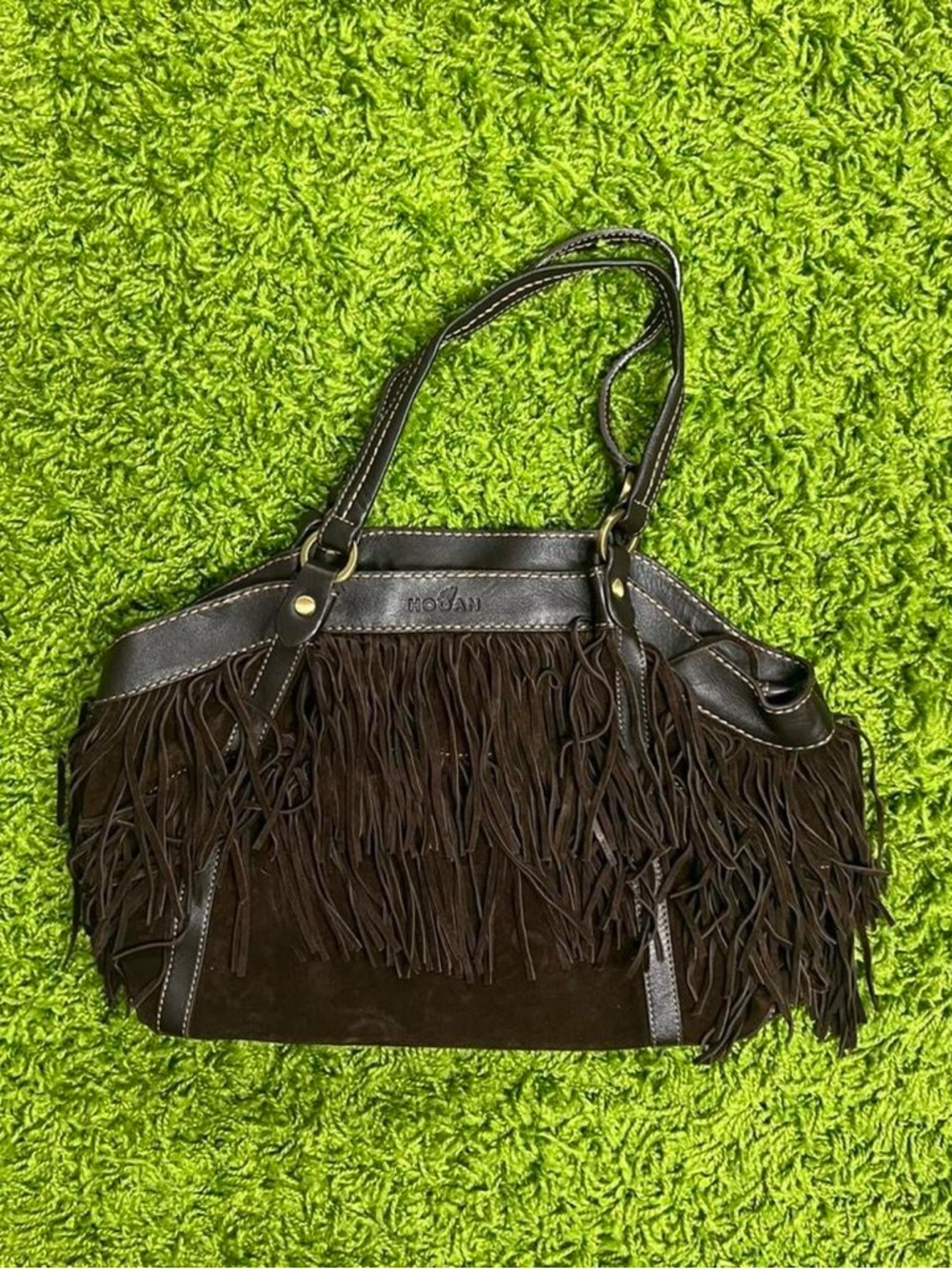 Hogan Dark Brown Fringe Shoulder Bag